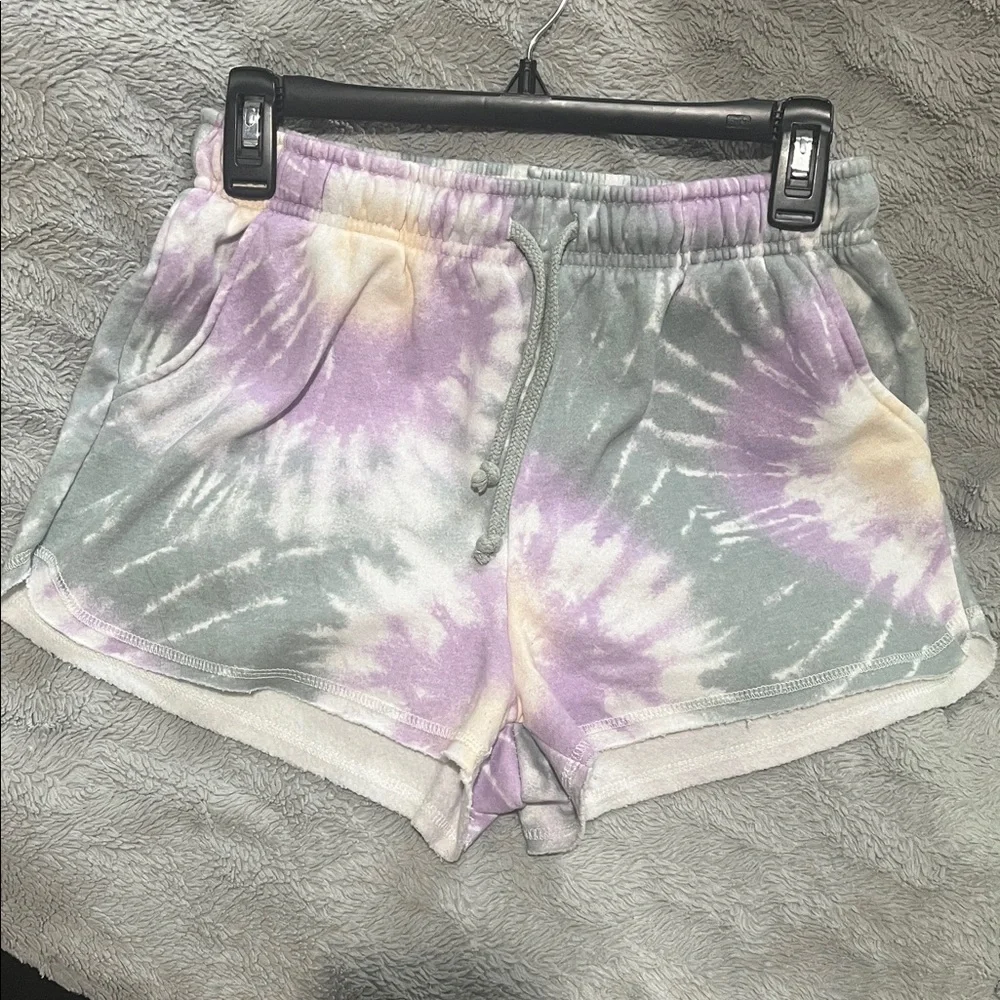 Hippie Rose Purple and Gray Athletic Shorts with Elastic Waistband - Picture 1 of 3